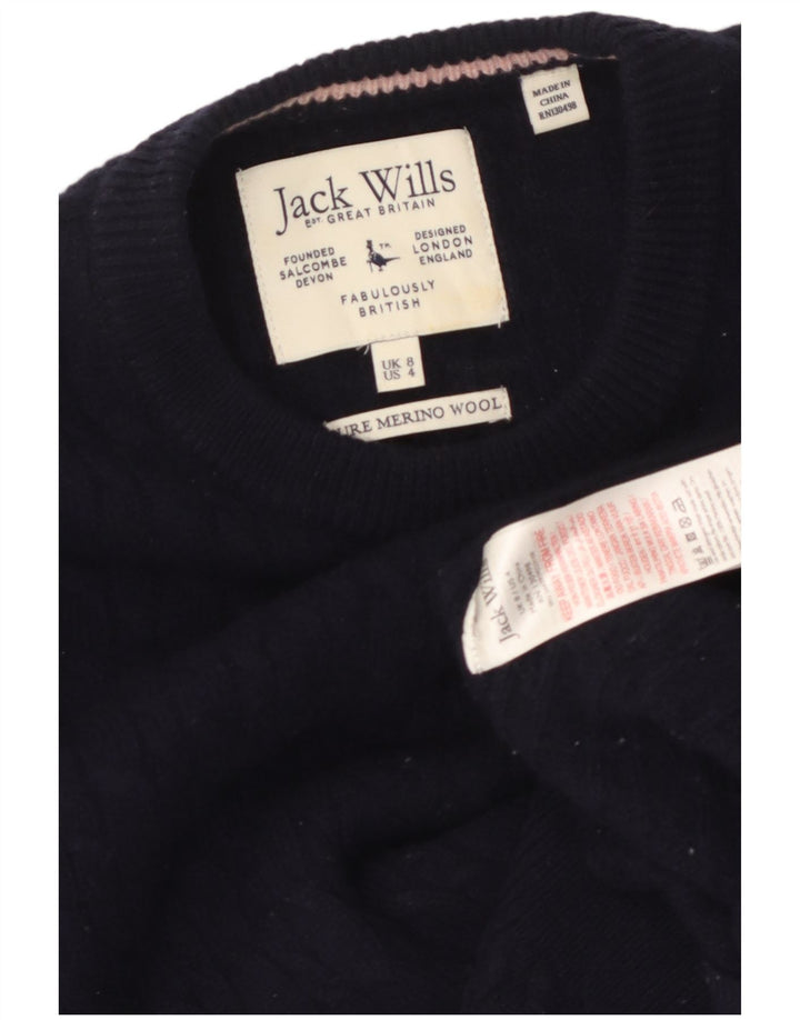 JACK WILLS Suéter tipo jersey con cuello redondo para mujer UK 8 Small Azul marino