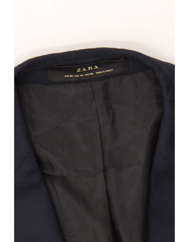 Zara Chaqueta tipo blazer con 1 botón para hombre EU 48 Azul marino mediano