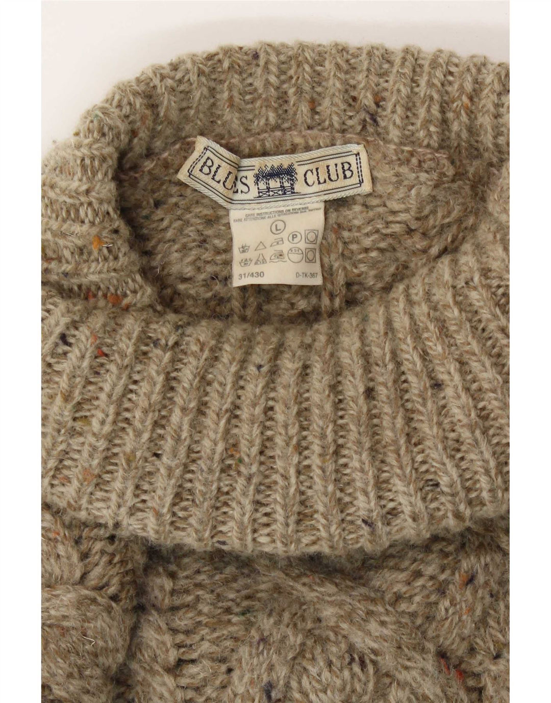 Blues Club Jersey con cuello vuelto para hombre, talla grande, lana beige