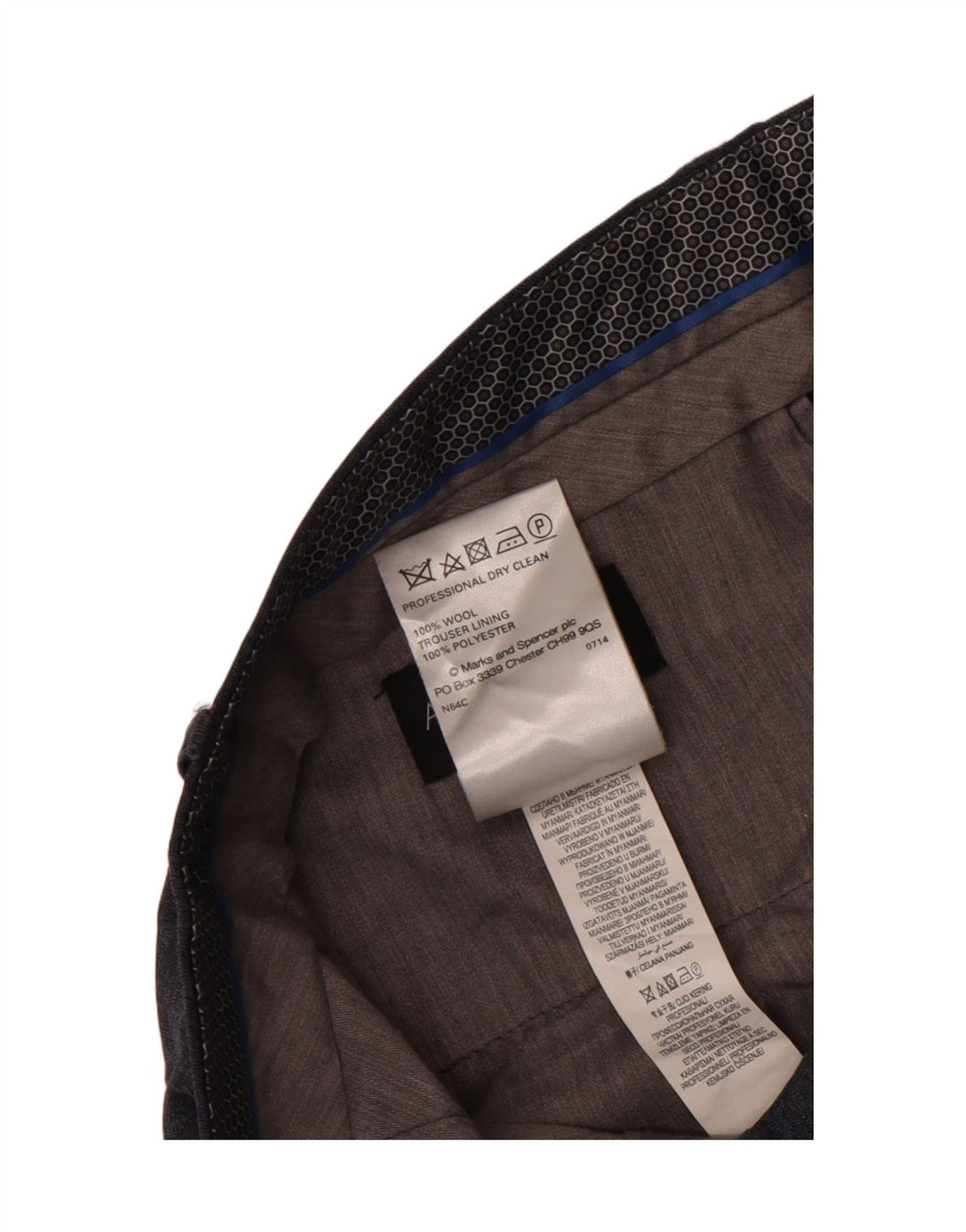 Marks & Spencer Pantalones de traje rectos Autograph para hombre W34 L29 Lana azul