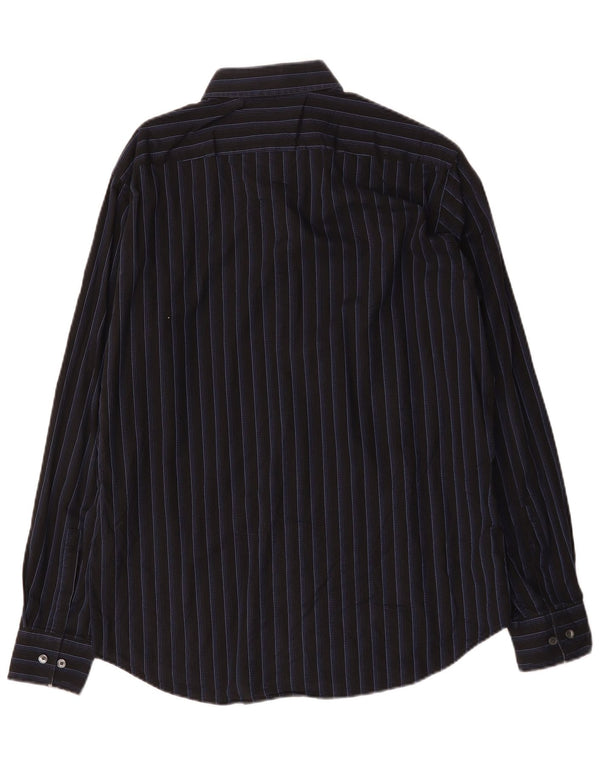 Camisa Hugo Boss Hombre Talla 41 16 Algodón Rayado Negro Grande