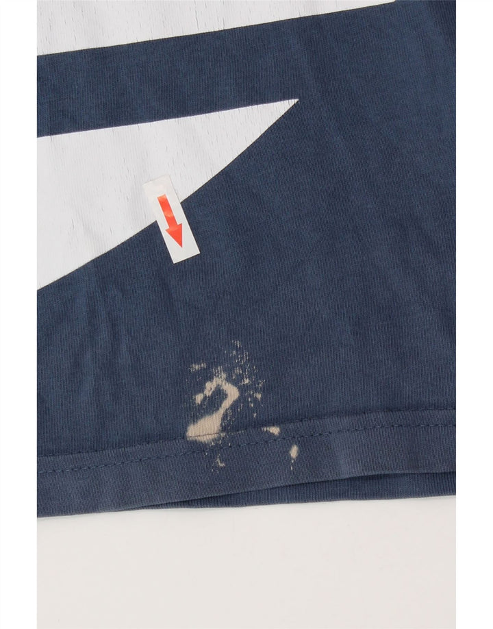 Adidas Hombre Camiseta Gráfica Top Algodón Azul Medio