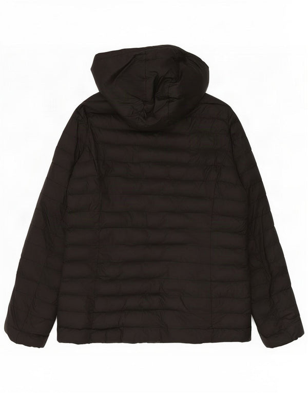 Emporio Armani Chaqueta acolchada con capucha para mujer UK 20 2XL Poliéster negro