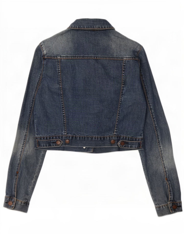 Topshop Chaqueta vaquera corta para mujer UK 12 Algodón azul medio