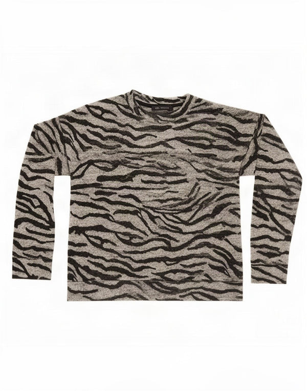 Marks & Spencer Top para mujer de manga larga UK 42 Estampado animal gris medio