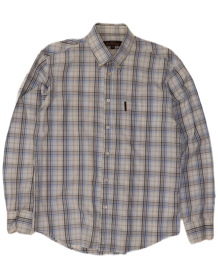 Camisa Ben Sherman Hombre Algodón A Cuadros Azul Medio