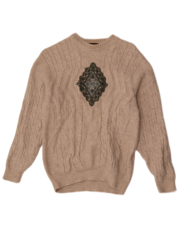 Colmar Suéter gráfico con cuello barco para mujer UK 40 Medio Beige Geométrico