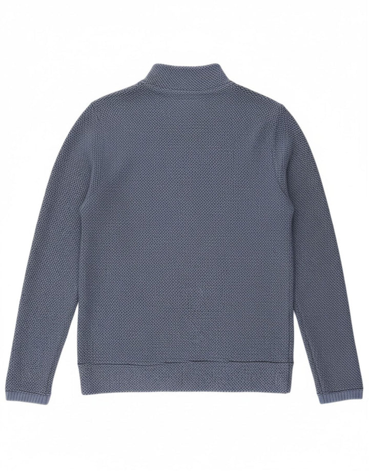 WEIRD FISH Mens Cardigan Sweater Small Blue Cotton