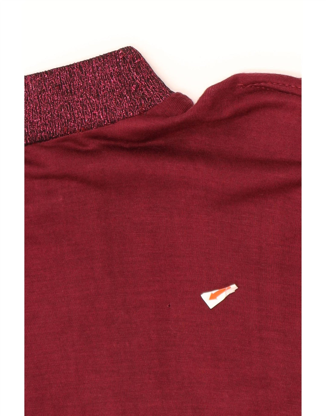 VINTAGE Mujer Top Manga Larga Reino Unido 14 Grande Borgoña Floral