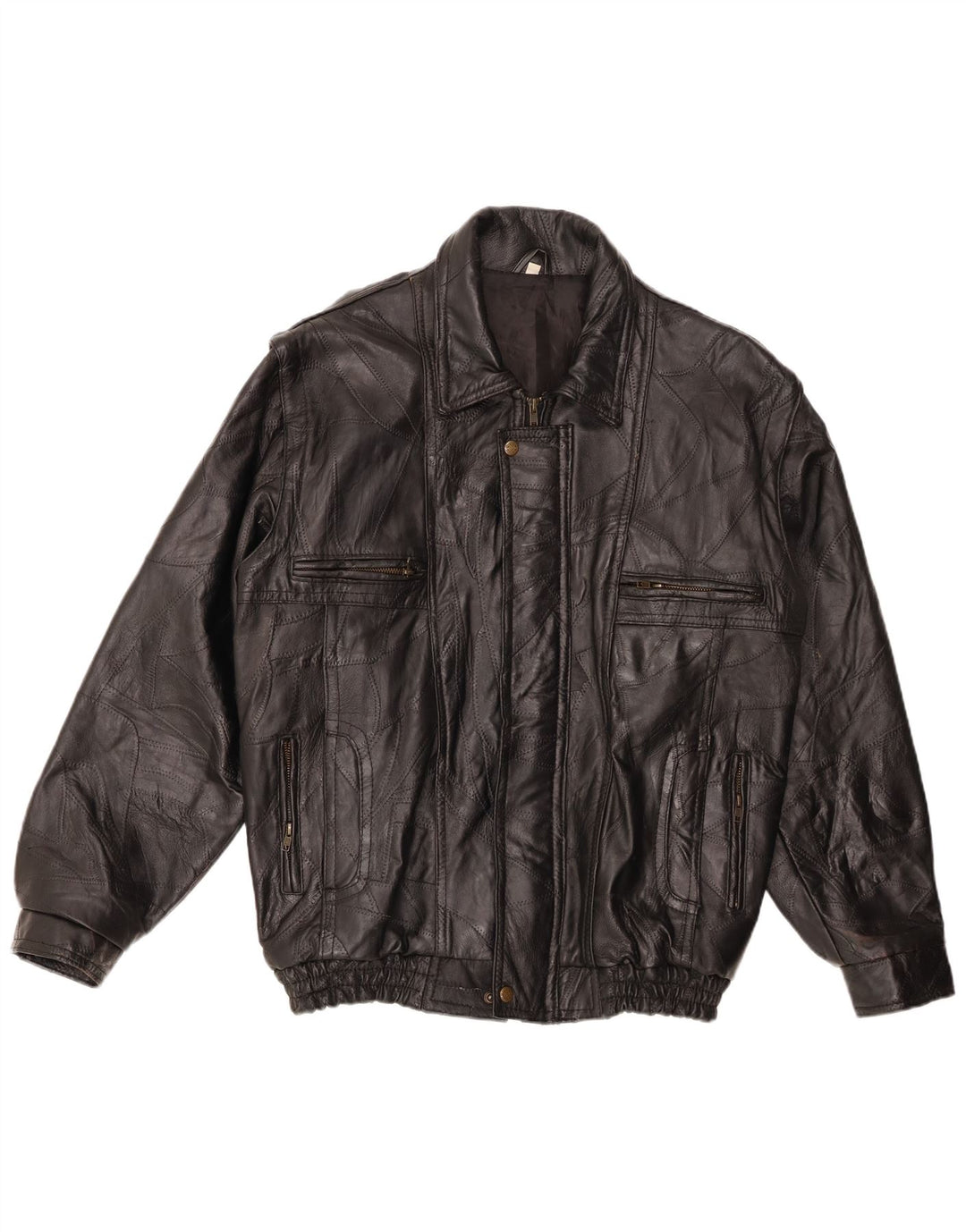 VINTAGE Chaqueta de cuero para hombre Reino Unido 40 Cuero negro grande