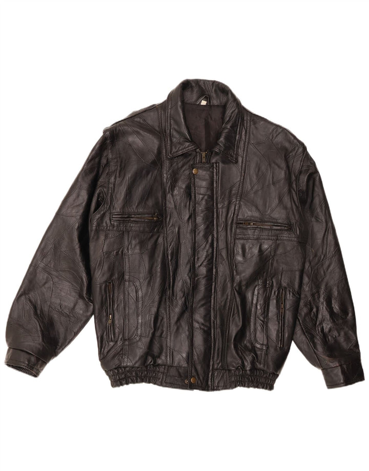 VINTAGE Chaqueta de cuero para hombre Reino Unido 40 Cuero negro grande