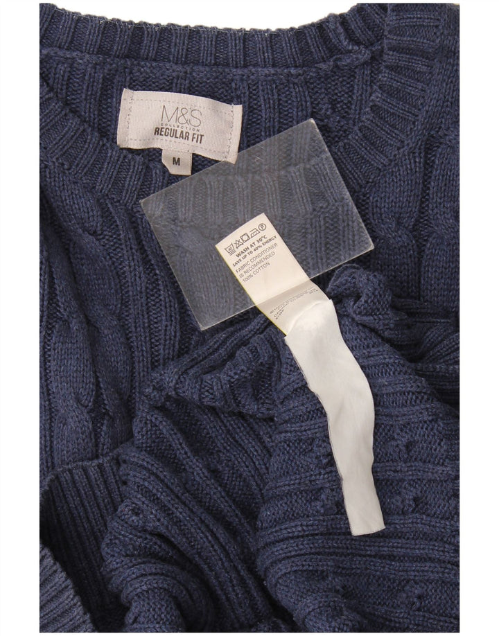 Marks & Spencer Suéter tipo jersey con cuello redondo y ajuste regular para hombre Azul marino mediano