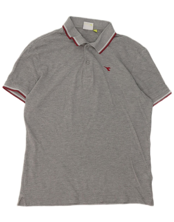 Diadora Polo para hombre de algodón moteado gris grande