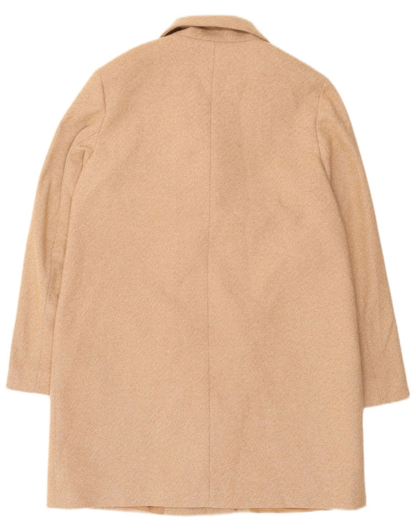 Zara Mujer Abrigo Cruzado UK 44 Poliéster Beige Medio