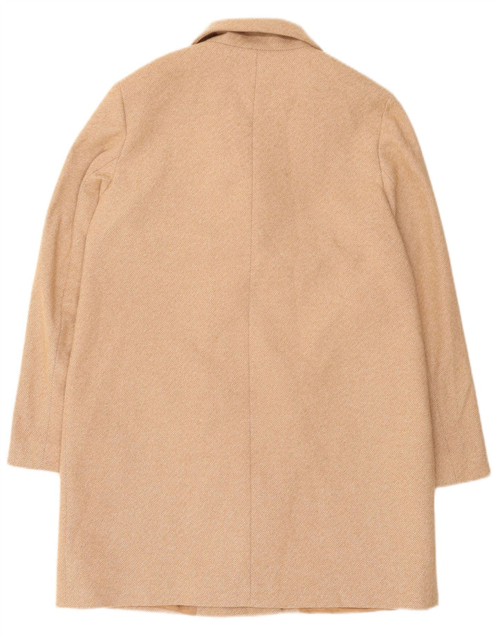 Zara Mujer Abrigo Cruzado UK 44 Poliéster Beige Medio