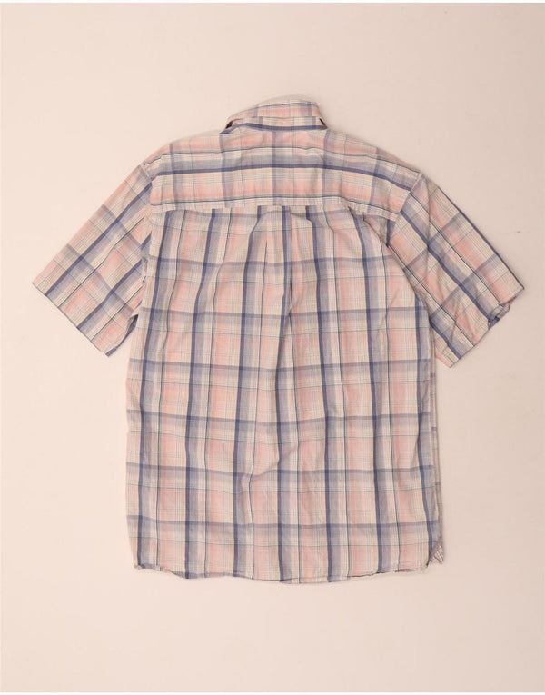 IZOD Camisa de manga corta para hombre de algodón a cuadros rosa pequeño