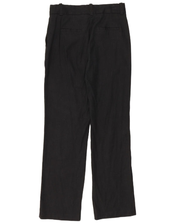 Massimo Dutti Pantalón Chino Recto Mujer EU 36 XS W26 L28 Negro Lino