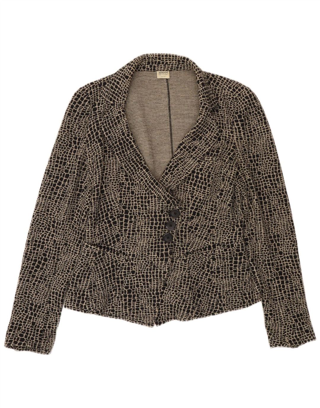 Armani Collezioni Chaqueta Blazer de Punto para Mujer Reino Unido 12 Mediana Lana Negra