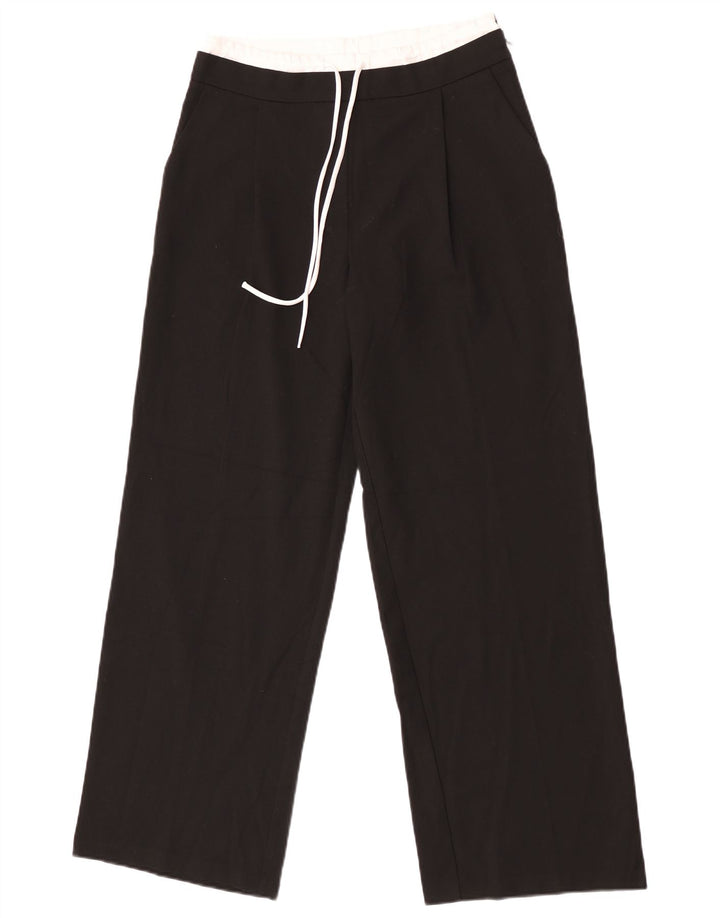 Zara Mujer Pantalones Chinos Pegged Pequeños W26 L30 Poliéster Negro