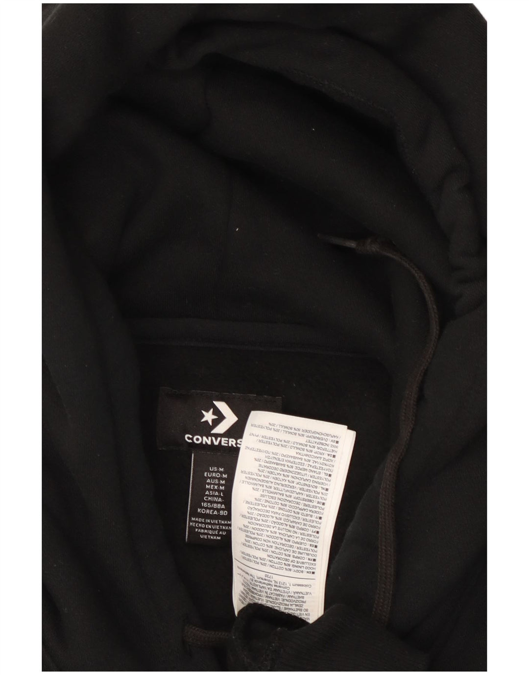 CONVERSE Jersey con capucha para mujer UK 14 Mediano Algodón negro