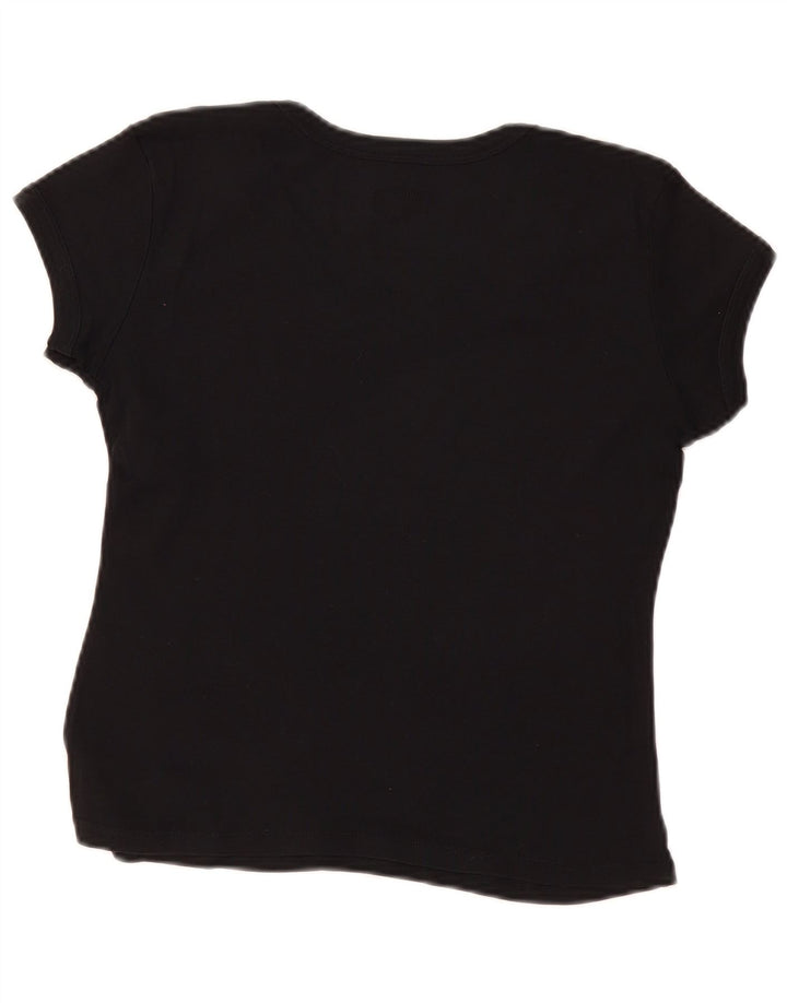 Armani Jeans Camiseta gráfica para mujer Top UK 44 Mediano Algodón negro