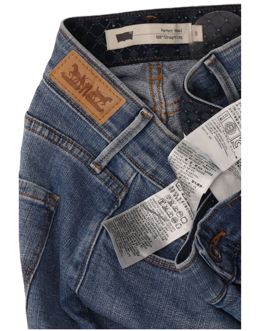 Levi's Jeans rectos 525 para mujer US 8 Medium W30 L30 Algodón azul