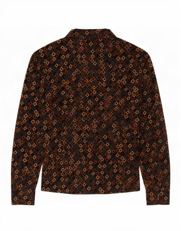 Vintage mujer camisa blusa Reino Unido 12 medio negro geométrico