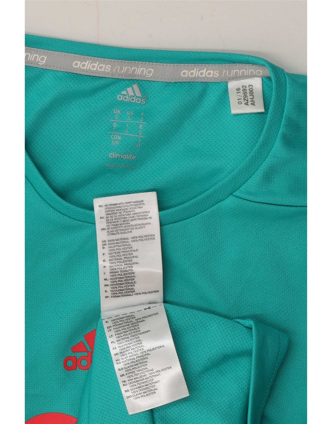 Adidas Mens Climalite Graphic Camiseta Top Pequeño Poliéster Turquesa