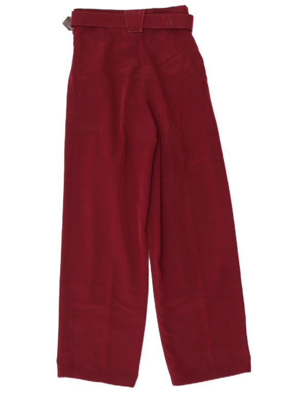 Pantalones casuales vintage de cintura alta para mujer W26 L30 Borgoña