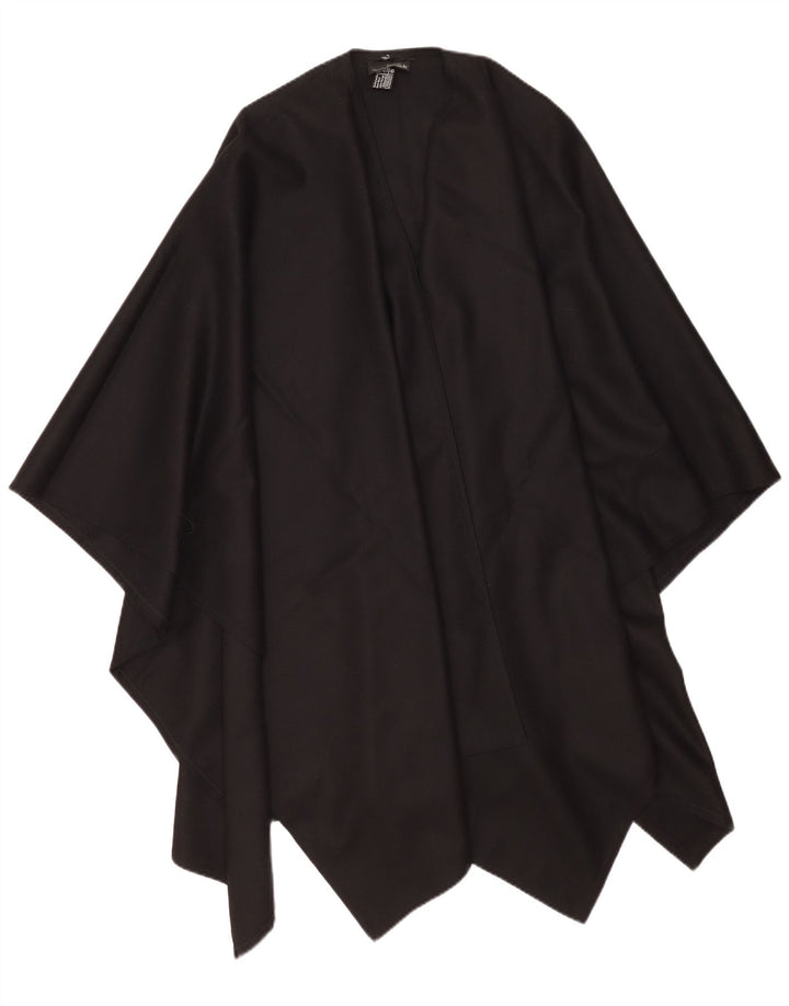 Vintage mujer asimétrica poncho jumper un tamaño lana negra