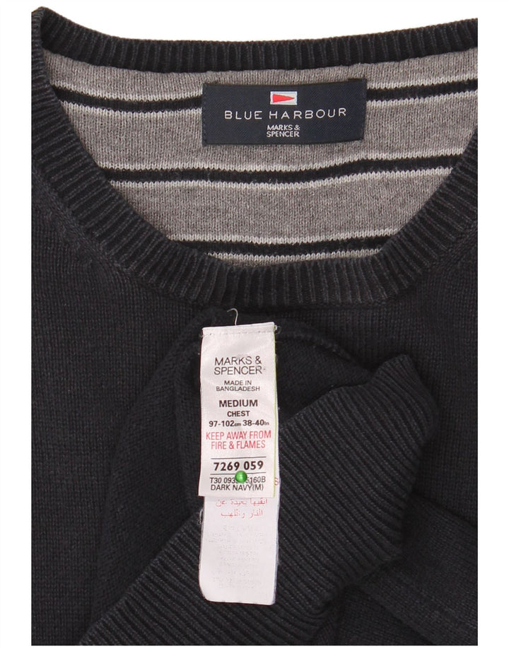 Marks & Spencer Jersey de cuello redondo azul Harbor para hombre Azul marino mediano