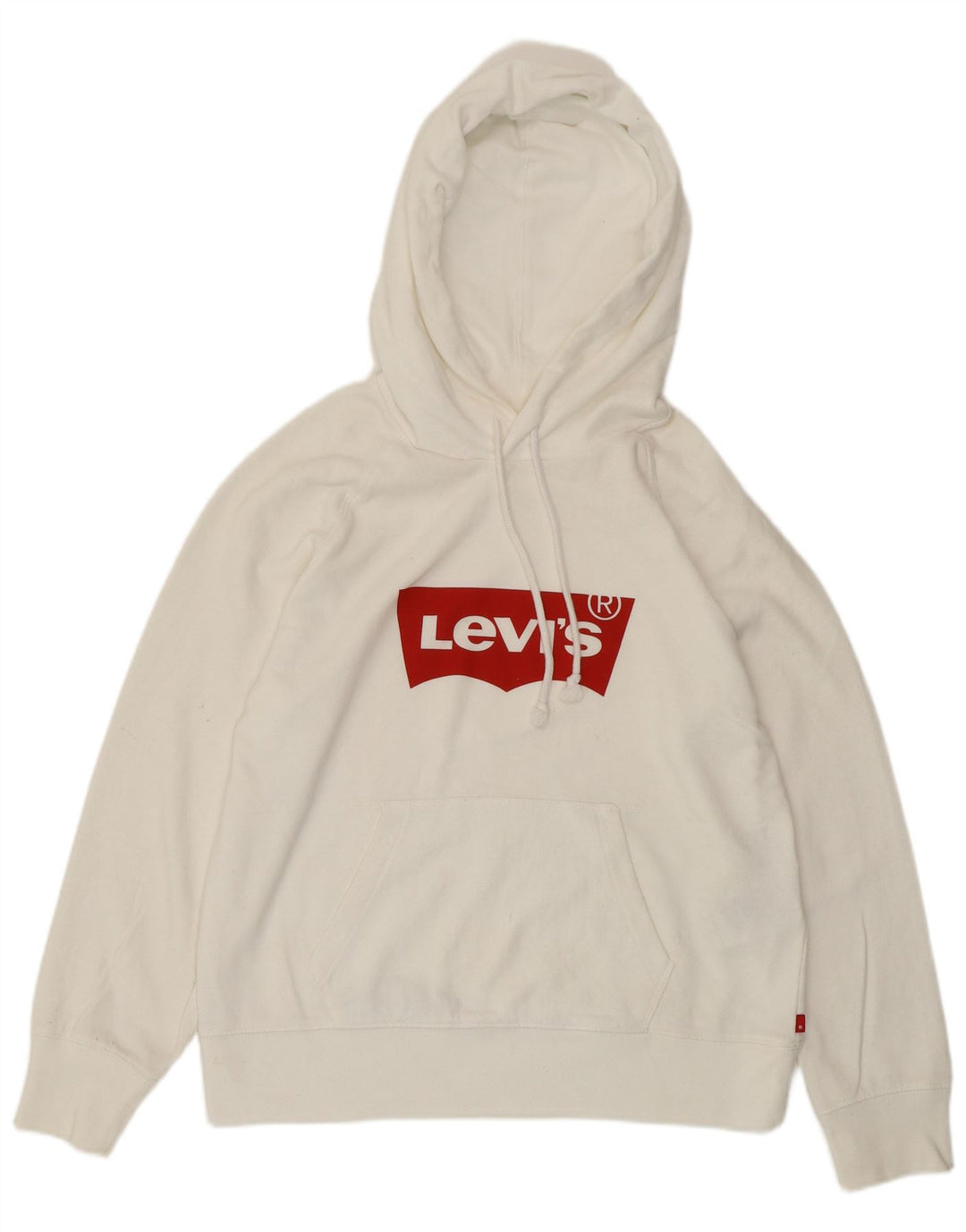 LEVI'S Jersey con capucha de gran tamaño con gráfico para mujer UK 10 Small White Cotton