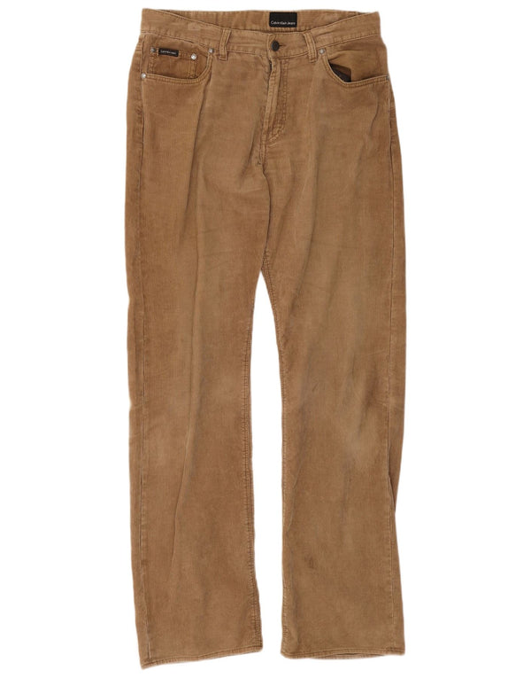 Calvin Klein Pantalones rectos de pana para hombre W31 L34 Algodón beige