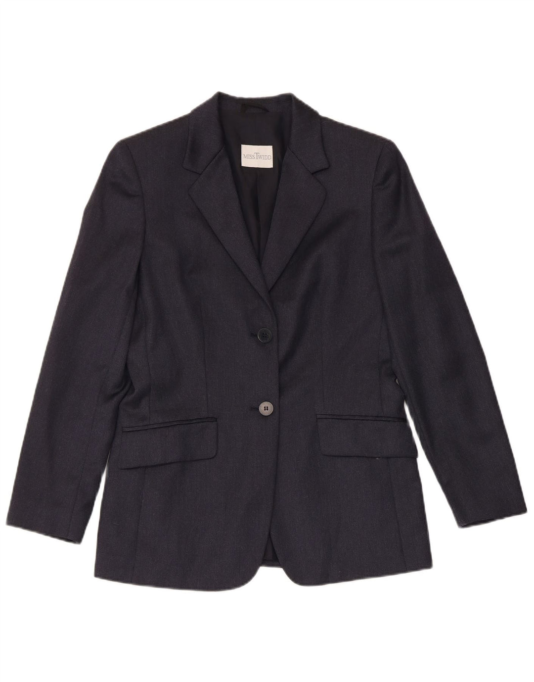 MISSTWIDD Chaqueta tipo blazer de 2 botones para mujer IT 40 Small Lana virgen azul marino