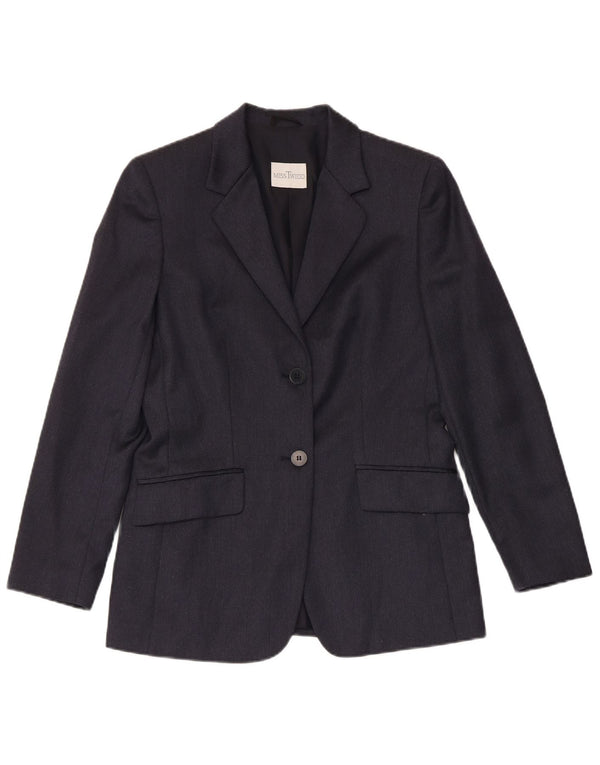 MISSTWIDD Chaqueta tipo blazer de 2 botones para mujer IT 40 Small Lana virgen azul marino