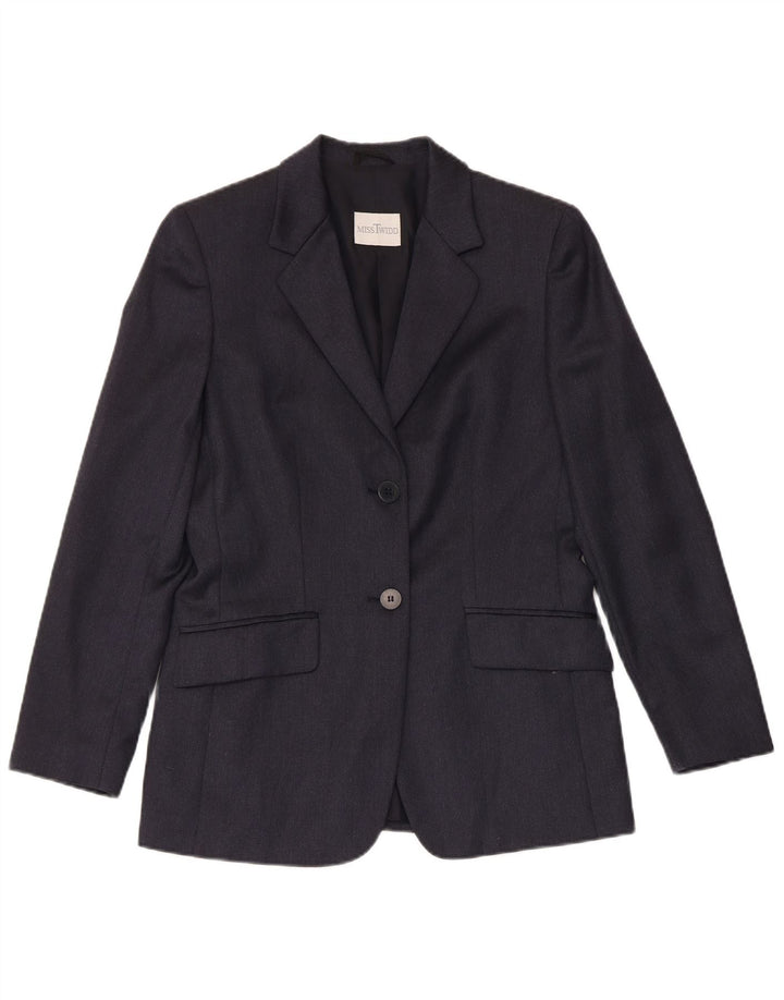 MISSTWIDD Chaqueta tipo blazer de 2 botones para mujer IT 40 Small Lana virgen azul marino