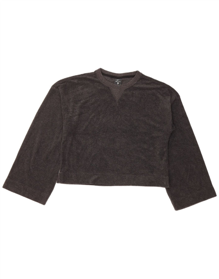 Nike Mujer Dri Fit Crop Top Manga Larga UK 10 Pequeño Poliéster Negro