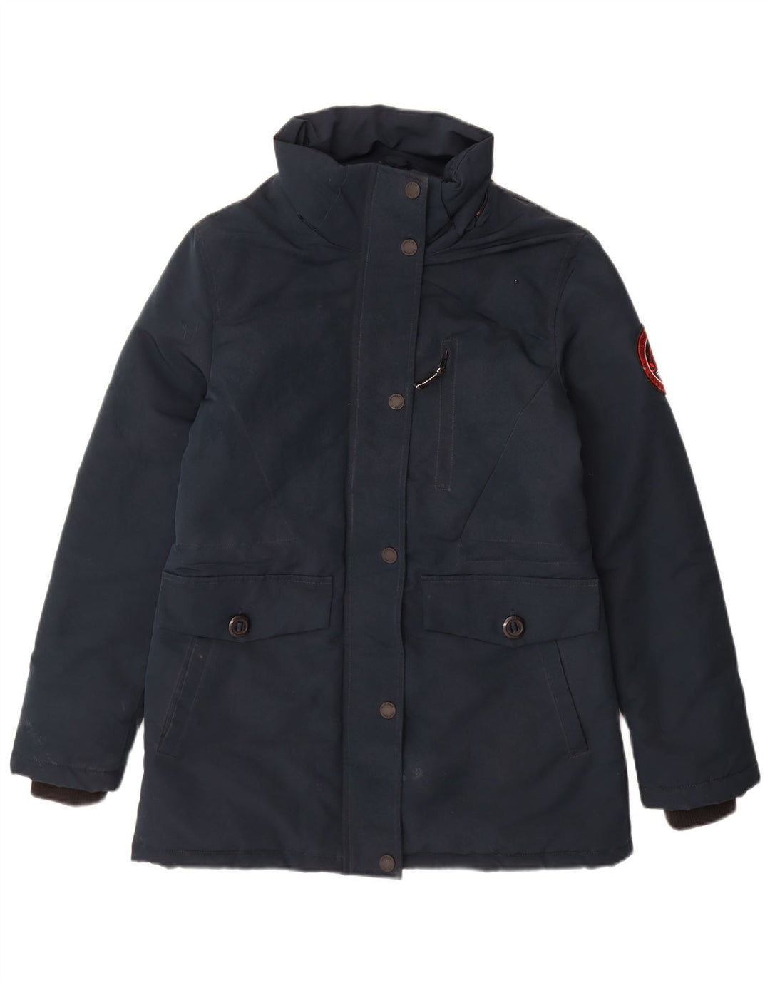 Superdry Chaqueta Acolchada Con Capucha Para Mujer UK 40 Small Poliéster Azul Marino
