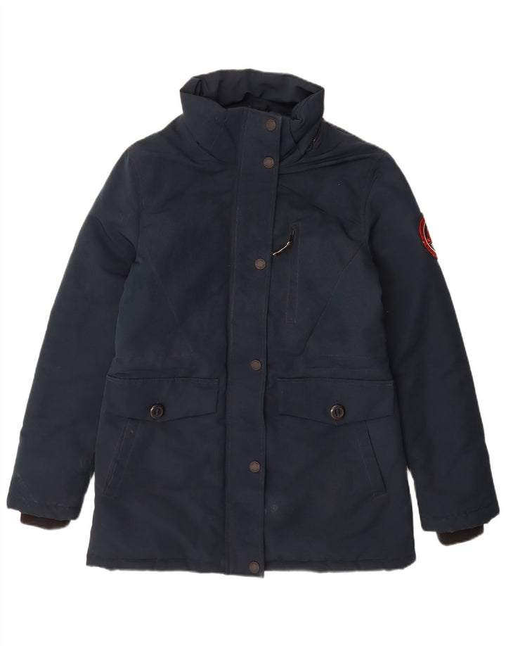 Superdry Chaqueta Acolchada Con Capucha Para Mujer UK 40 Small Poliéster Azul Marino