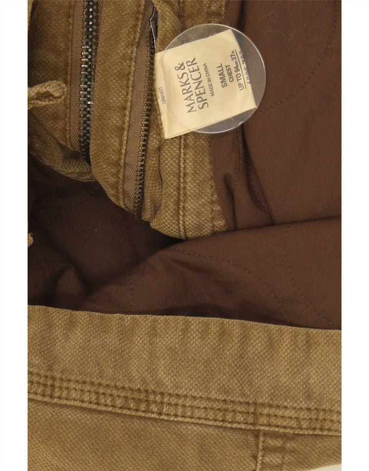 Marks & Spencer Chaqueta utilitaria para hombre UK 36 Small Beige Cotton