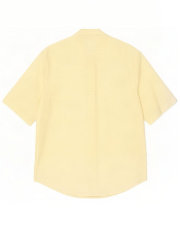 Benetton Womens Short Sleeve Shirt Blouse UK 14 Medium Yellow Linen