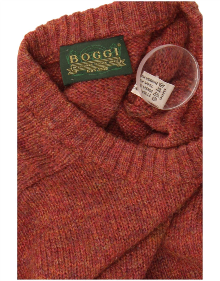 Boggi Hombre Jersey De Cuello Redondo De Lana Granate Medio