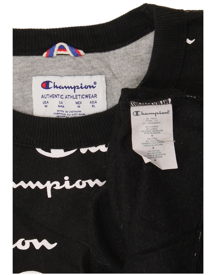 Champion Sudadera Con Estampado Gráfico Jumper De Algodón Negro Mediano