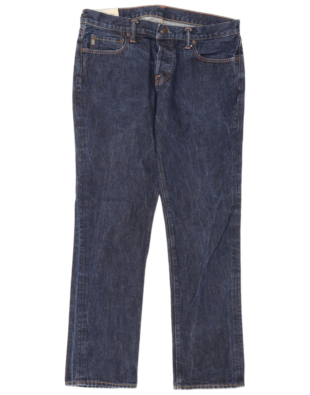ABERCROMBIE & FITCH Vaqueros rectos para hombre W36 L32 Algodón azul marino