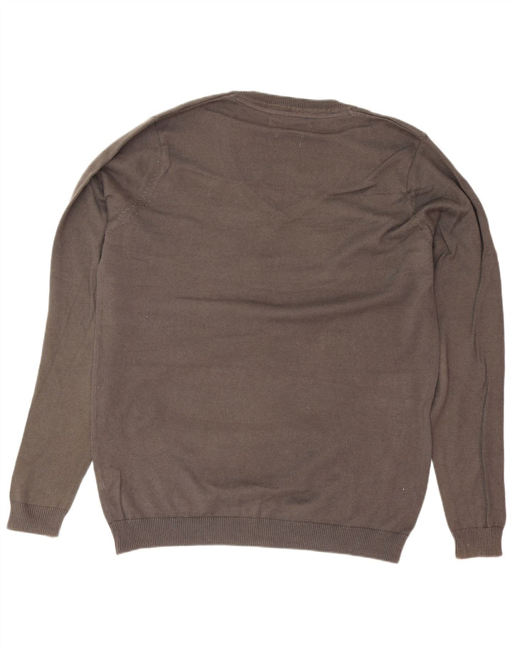 Zara Hombre Jersey Con Cuello En V Jersey Grande Gris Algodón