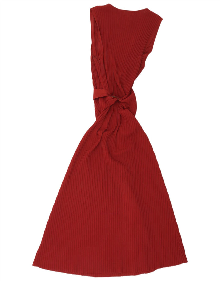 Massimo Dutti Vestido largo sin mangas para mujer UK 42 Viscosa roja mediana