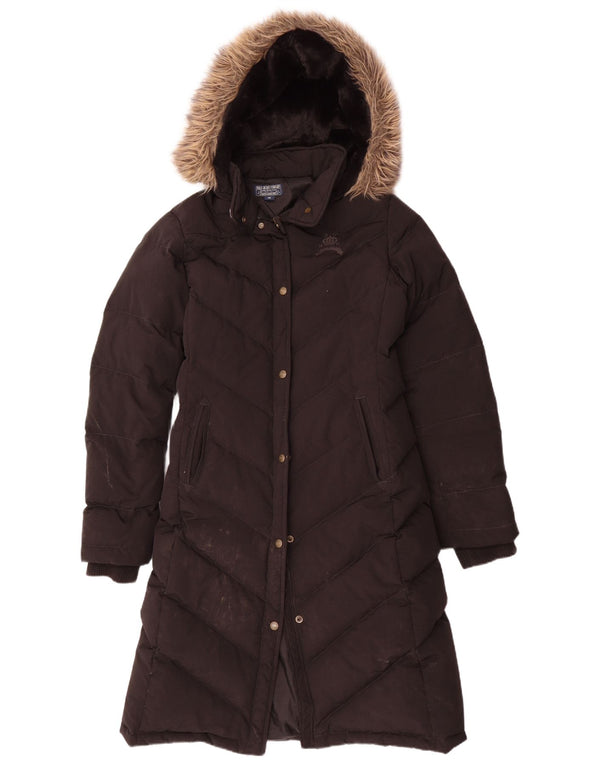 Polo Ralph Lauren Abrigo acolchado con capucha para mujer UK 12 Medium Black Nylon