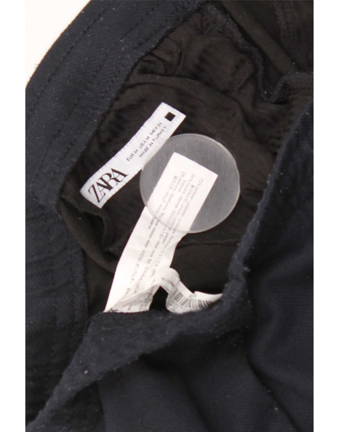 Zara Hombre Pantalón Chino Slim Medium W31 L27 Poliéster Azul Marino