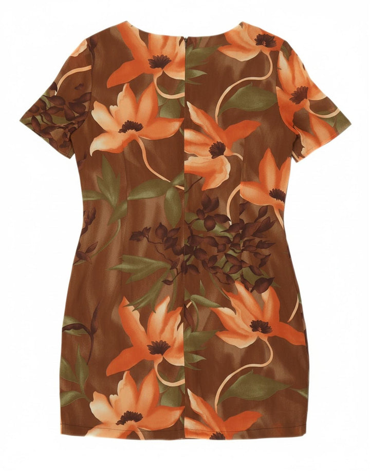 WHIMSY Womens Sheath Dress UK 12 Medium Brown Floral