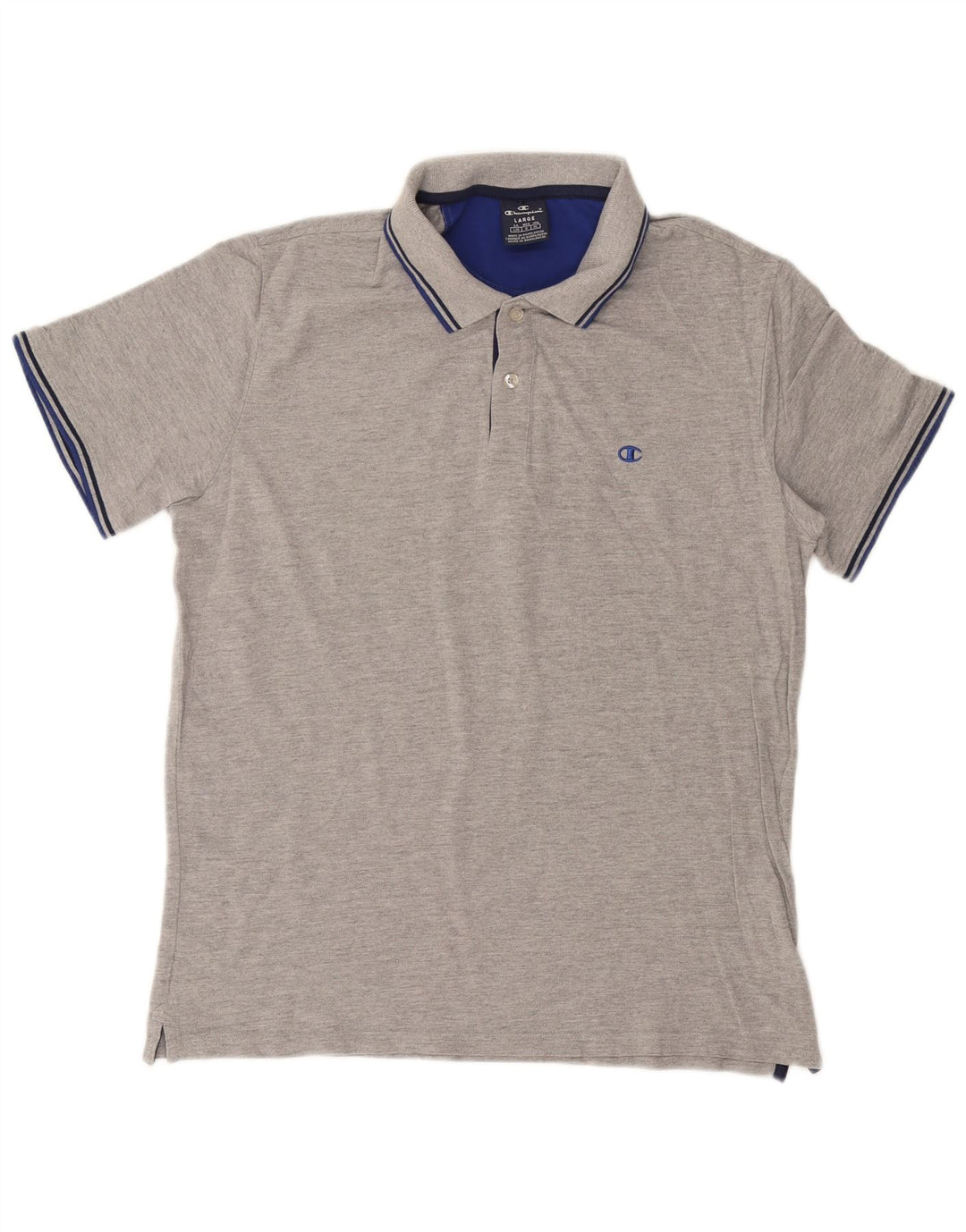 CHAMPION Mens Polo Shirt Large Grey Cotton
